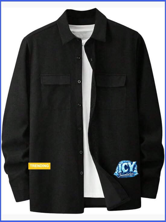 Other - Men's Corduroy Shirt Jacket Button Down Long Sleeve Casual Shacket with Pockets